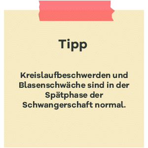 Tipp zur SSW 35: Kreislaufbeschwerden und Blasenschwaeche